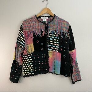 Sandy Starkman Vintage Silk Blend Colorful Button Down Sweater Women’s Large